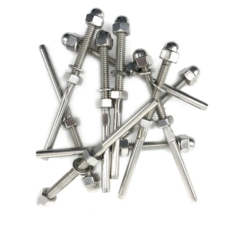 10 pcs Stainless Steel Cable Railing End Fitting Terminal - Stud End Fitting- Right Hand Swage- 1/8 INCH Cable - Hand Rail - D