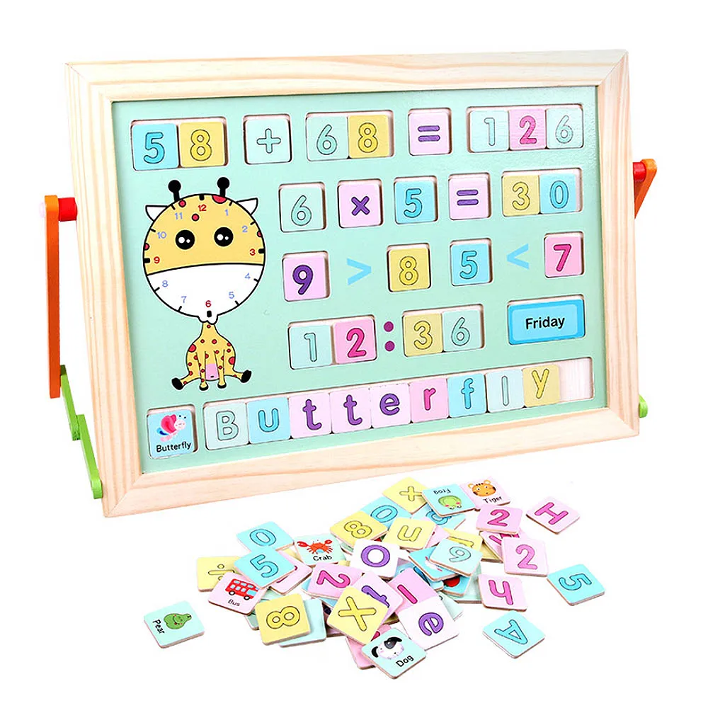 

Children Learn Arithmetic Alphabet Educational Toys Wooden Building Block Fun Wooden Learning Board Preschool Toys For Kid