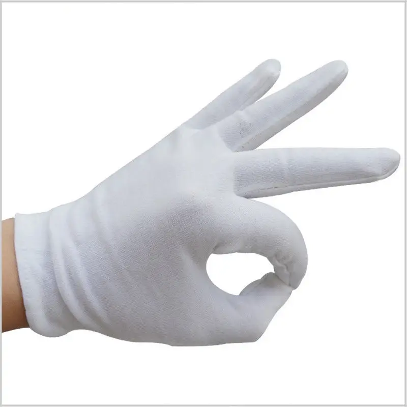 12 Pairs Solid Cotton White Gloves General Purpose Moisturising Lining