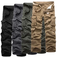 Хлопок мужские свободные мульти-карманные Военные стильные брюки карго модные тактические повседневные Прямые комбинезоны брюки плюс размер 40