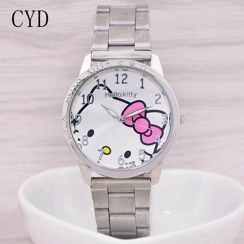 

New Arrive Lovely Hello Kitty Watch Children Girl Women Dress Fashion Crystal Quartz Wristwatch Female Watch relogio feminino