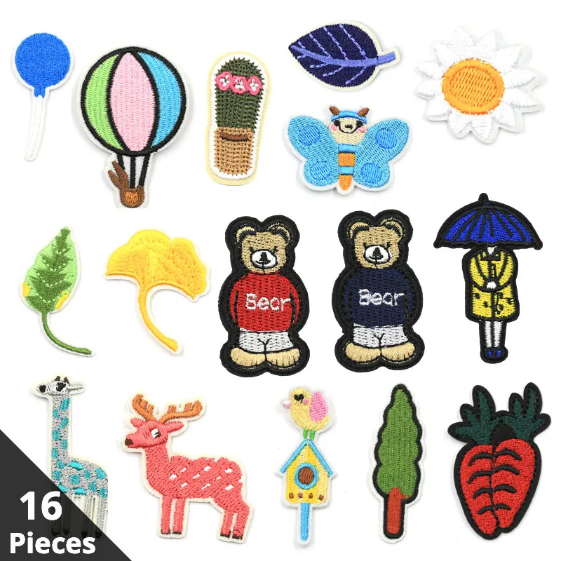 

Cartoon Patches for Clothing Embroidery Iron on Patch Stickers Mini Children Cloth Applications Stripe DIY Accessories Badges
