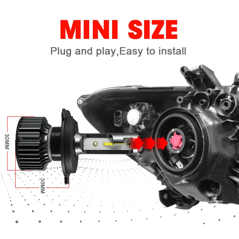 Hlxg 2 шт. H4 Led 6000K 10000LM 50 Вт CSP чип hi low socket Тип лампы для автомобильных фар комплект