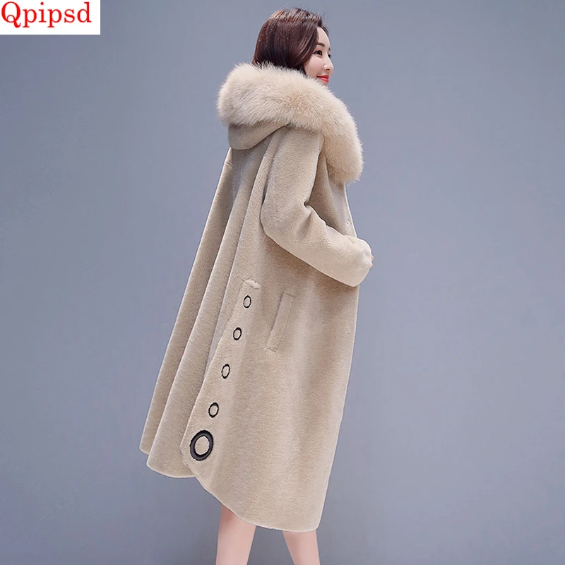 Зимние свободные женские куртки новинка 2021 пальто с мехом и овчиной женская