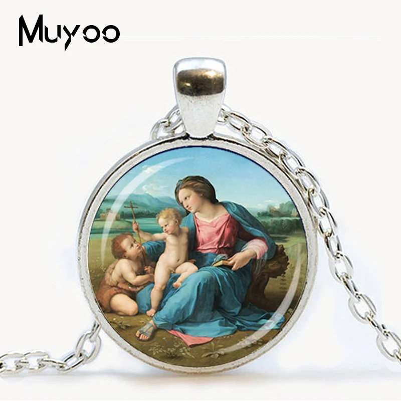 

Blessed Virgin Mary Mother of Baby necklace Jesus Christ Christian pendant Catholic Religious Glass Tile DIY Jewelry Gift