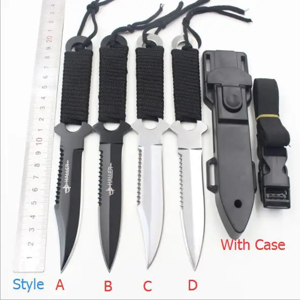 

Haller Leggings/Paratroopers Steel Diving Straight knife Outdoor Survival Camping Tactical Fixed blade Knife with case SH8