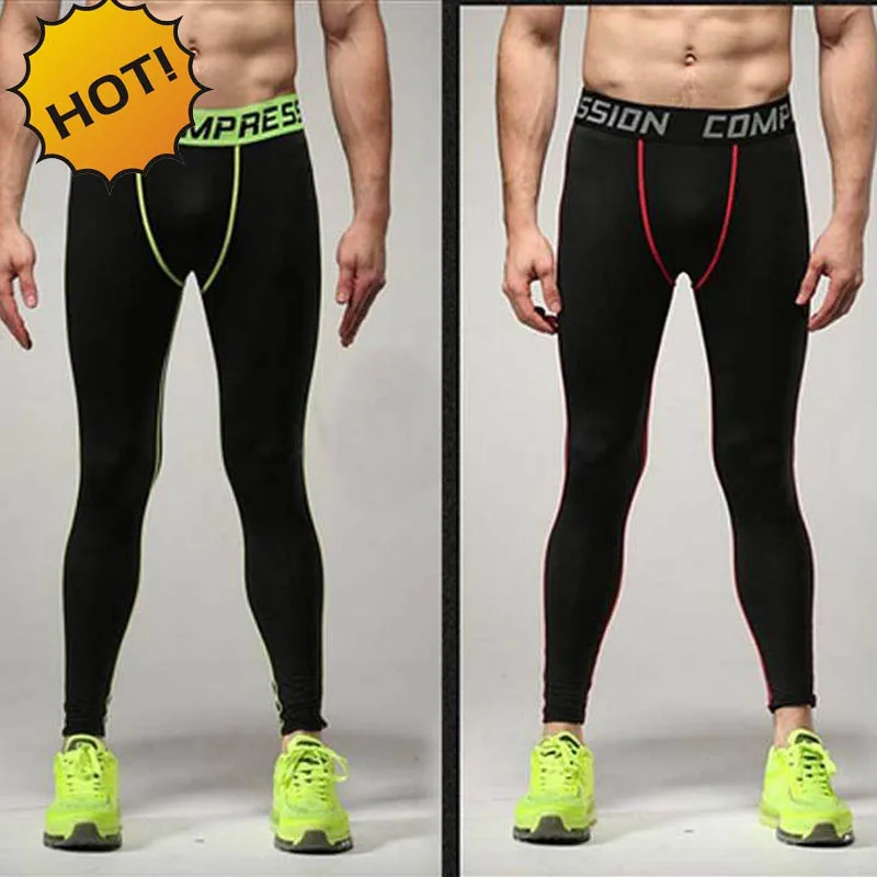 

NEW 2019 Active Solid Bodybuilding Pants Casual high Stretch tights quick dry compression skinny legging trousers men
