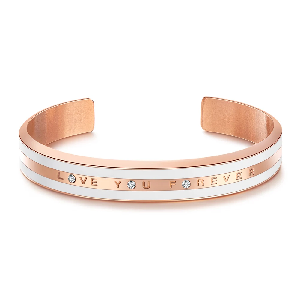 

Heezen Stainless Steel Bracelet Embellished with Crystals LOVE YOU FOREVER Bangles Love Bracelet Valentine's Day Gift for Women