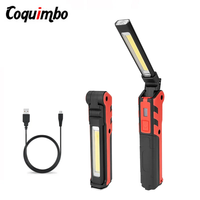 

USB Rechargeable Flashlight 18650 Battery Built In Portable Foldable COB LED Work Light Magnetic Flashlight Torch For Camping