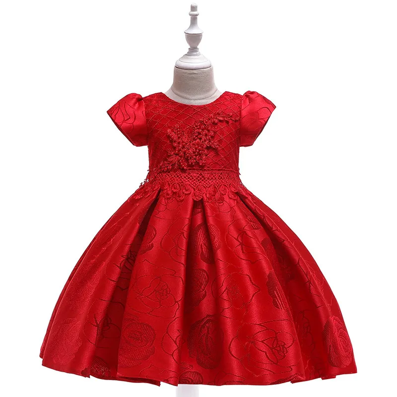 Платье с цветочным узором для девочек; детские шелковые платья с вышивкой и бисером; платья для девочек; праздничная одежда для девочек на день рождения