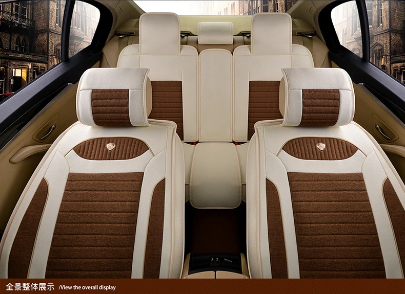 

Comfortable Seasons Cotton And Linen Series Car Seat Cover 3D Full Surround Design Car Cushion
