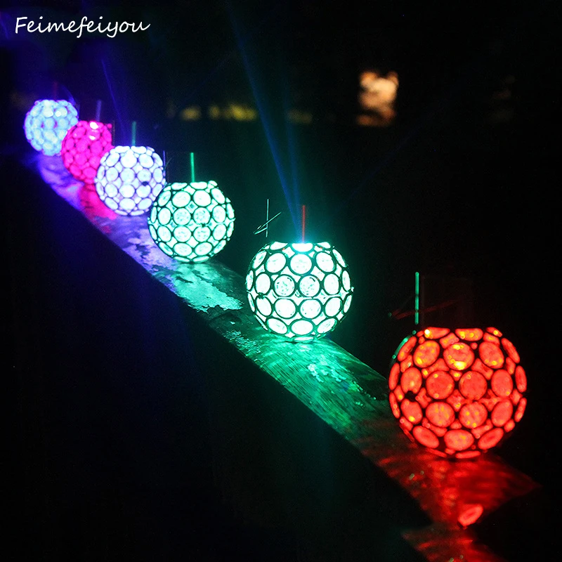 

RGB solar hanging ball lamp Outdoor waterproof Solar led lights Portable Camping lamp for outside garden Tree decoration