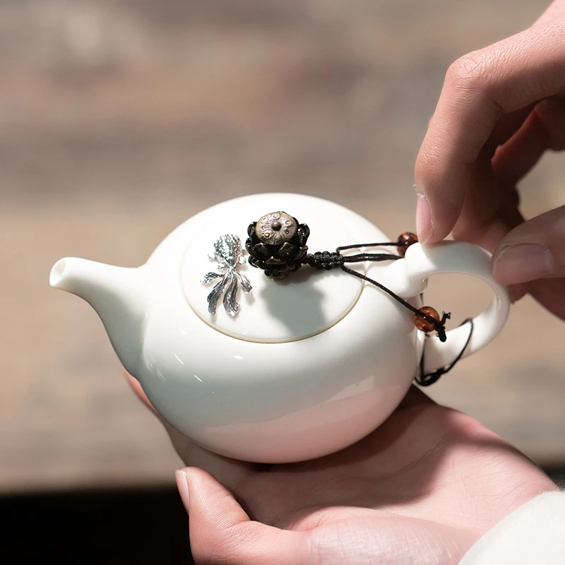 White Porcelain Teapot With Fish Jade Porcelain Teapot Ceramic Kungfu