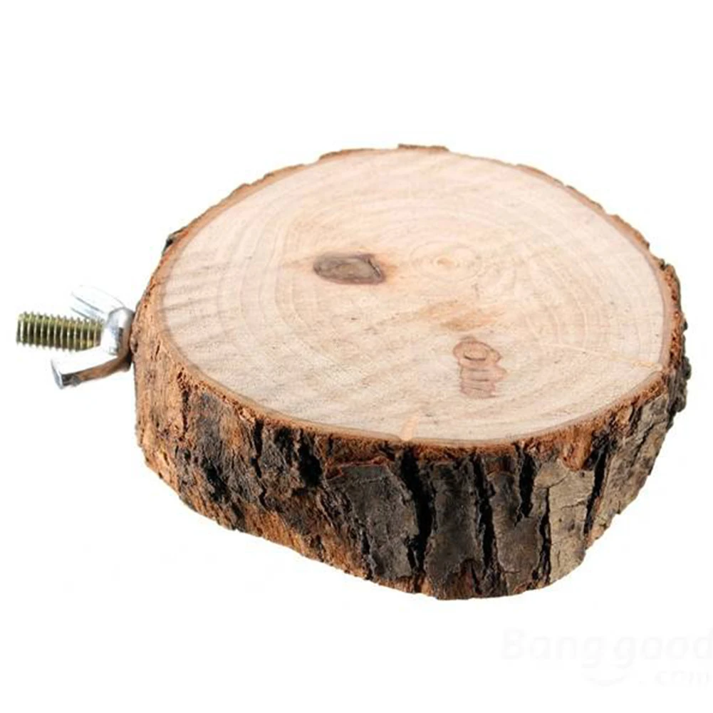 

New Parrot Bird Cage Perches Round Wooden Coin Stand Platform Pet Budgie Bird Stand Toy, Diameter 3.2 inch