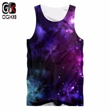 OGKB тренажерные залы майки летние Harajuku для мужчин/женщин 3d принт фиолетовый галактика пространство майка унисекс тренировки фитнес рубашки без рукавов 5XL