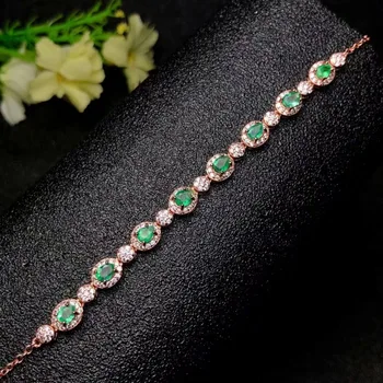

SHILOVEM 925 sterling silver Natural Emerald bracelets classic fine Jewelry women wedding women wholesale yhk0304