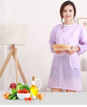 

1PC Woman Long sleeved Apron Adjustable Apron Overalls Anti Oil Stain Pockets for Waiter Kitchen Anti Dress Overclothes ND 002