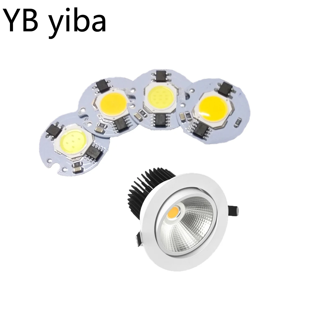 

YB yiba 6PCS/Lot LED COB chip 220v Light bulbs 3W 5W 7W 9W Lenses for leds Smart IC Drive DIY Outdoor Spotlight Free shipping