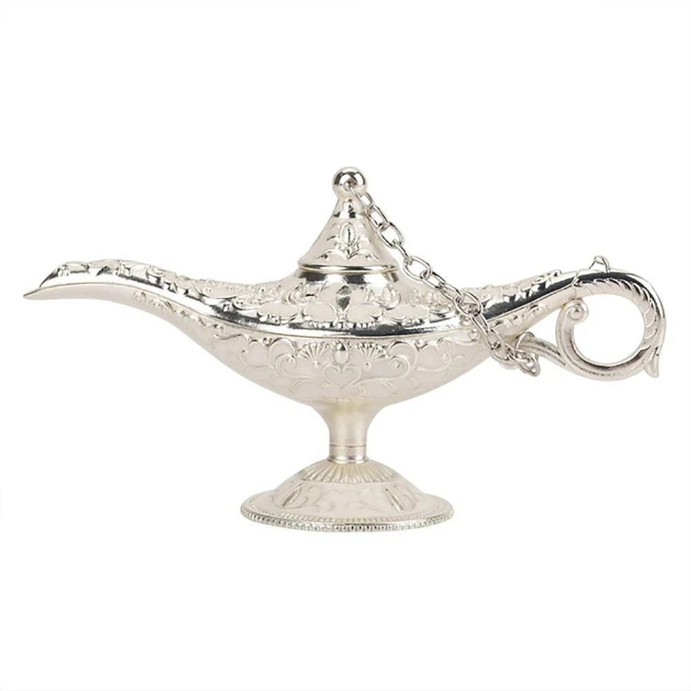 Russian Aladdin Lamp Hollow Aladdin Wishing Magic Lamp Zinc Alloy Wishing Tea Pot Retro Home Decoration Ornament Gifts - Цвет: Оранжевый