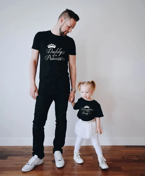 Daughter of A King and Daddy of A Princess Daddy and Me Clothes T Shirt Family Matching Clothes Summer TShirt Cloth Family Look