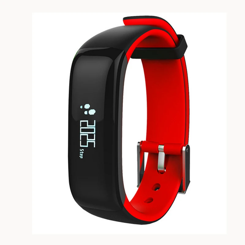 P1 Smartband часы кровяное давление Bluetooth умный Браслет монитор сердечного ритма умный Браслет фитнес для iOS Android телефон - Цвет: Красный