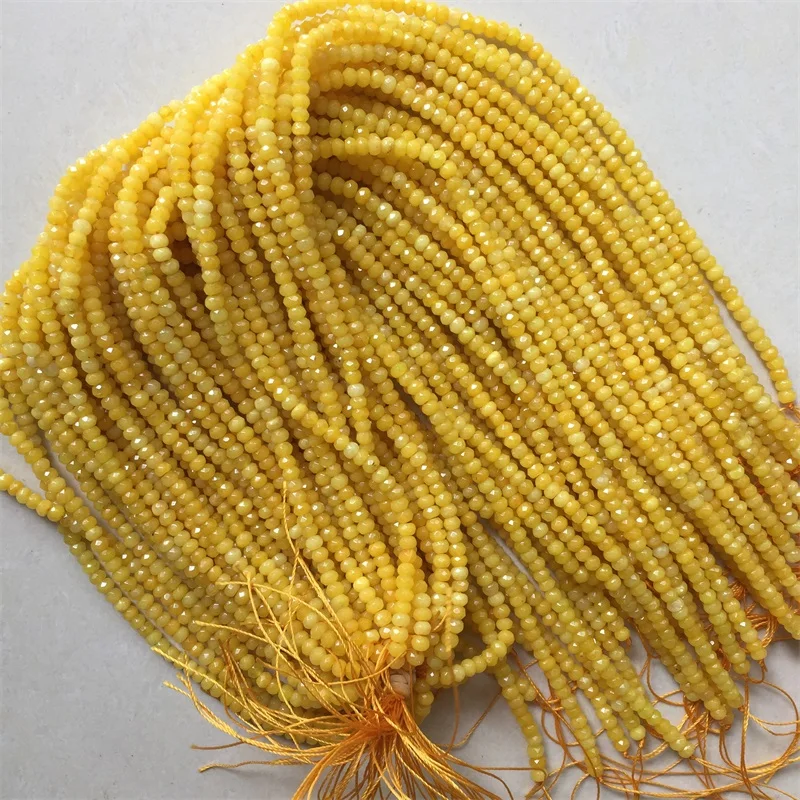 

3*4mm Yellow Topazs Turquoises Quartz Beige Jaspers Rondelle Faceted Natural Stone Loose Spacer Beads for Jewelry Making Bicone