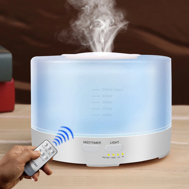 

500ML Aromatherapy Essential Oil Aroma Diffuser With Wood Grain Arometherapy Diffuser LED Lights For Home Air Humidifier
