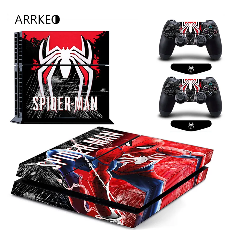 

ARRKEO Spider-Man Spiderman Cover Decal PS4 Skin Sticker for Sony PlayStation 4 Console 2 Controller Skins Sticker LED light Bar