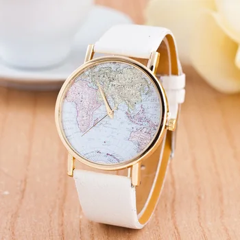 CAY Fashion Women Watches World Map Unisex Casual Leather Ladies Quartz Wrist Watch Male Clock Relogio Feminino classic fashion quartz watch women simple elegant ladies wrist watch casual female clock leather big watch for woman male unisex