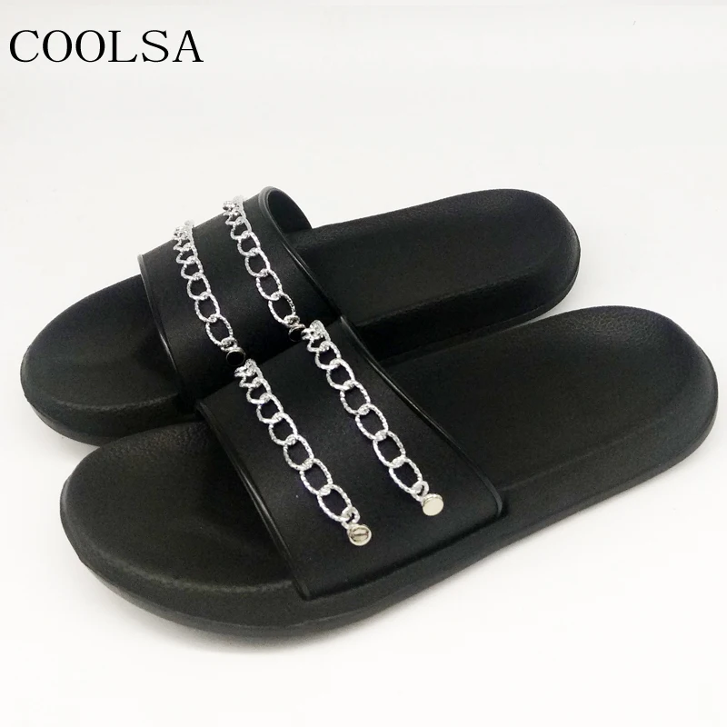 Шлепанцы COOLSA мужские с металлической цепочкой сланцы для пляжа и душа