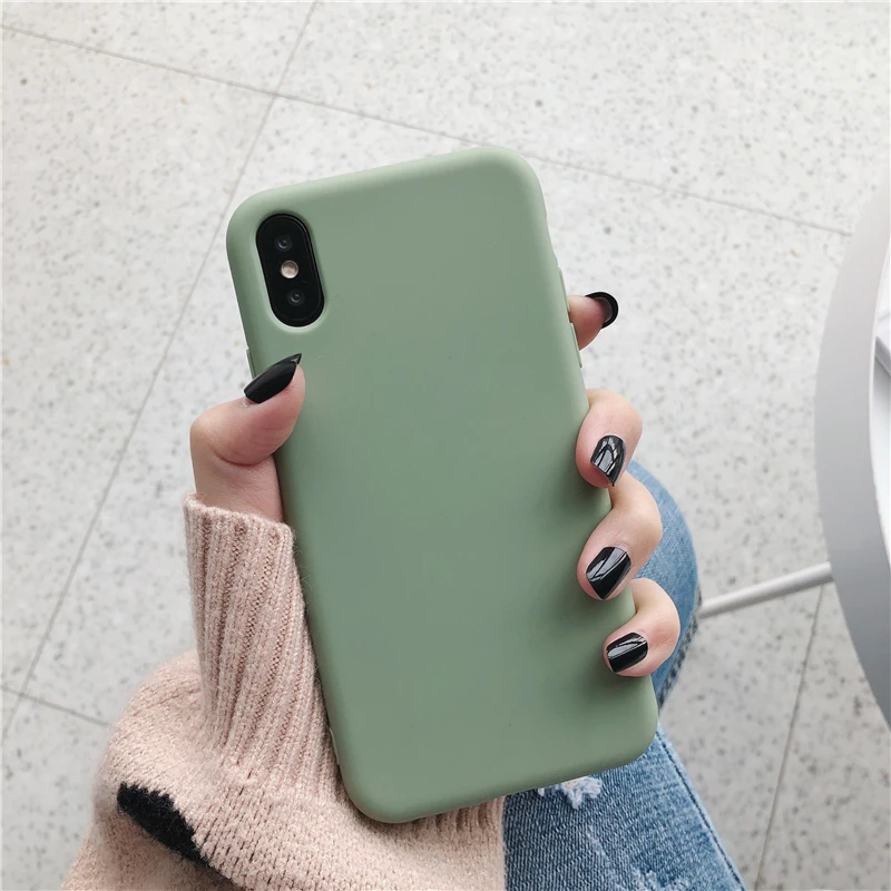 Модный красный чехол для iPhone 11 11Pro XS MaX XR X из мягкого ТПУ зеленого цвета 6 7 8