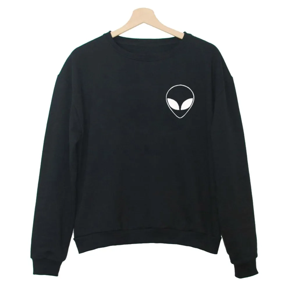 Alien Black White Hoody Sweatshirt Women Letter Print Hoodies Moleton