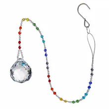 Хрустальная чакра H& D с 40 мм хрустальным шариком для окон и разноцветными стеклянными бусинами, свадебные сувениры, 22-дюймовая длина