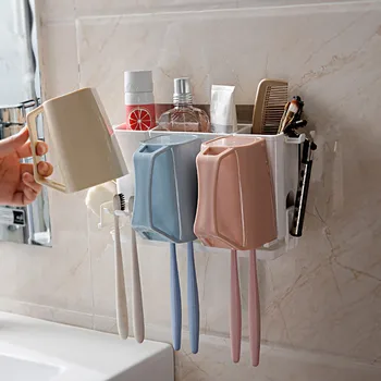 

Practical Bathroom Toothpaste Toothbrush Wall-mounted Storage Rack Detachable Home Kitchen Organizer Multifunction Rack