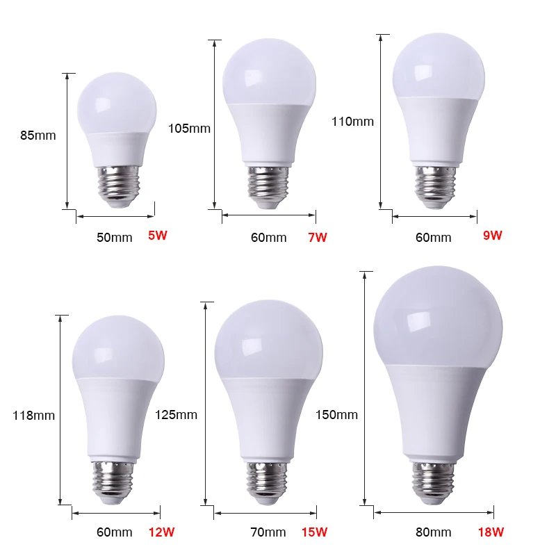 110 V/220 V без мерцающие, светодиодные лампы E27 светодиодный светильник E26 4 W 5 W 6 W 7 W 8 W 9 W 12 W 15 W 18 W постоянный ток в режиме реального Мощность Светодиодный Люстра Освещение