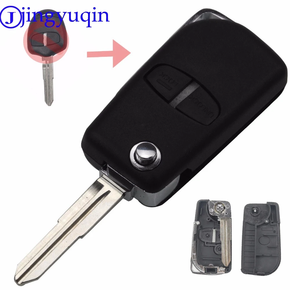 

jingyuqin 2B Modified Flip Remote Key Shell Case For Mitsubishi New ASX GRANDIS Outlander 2008 LANCER-EX Right Blade With Logo