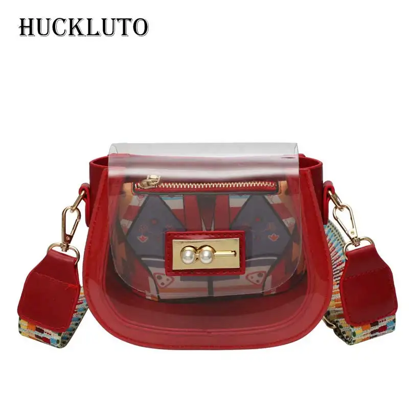 

HuckLuto 2019 New Limited Time Discount Fashion Casual Mini Graffiti Transparent Crossbody Bag Leather Female Shoulder Jelly Bag
