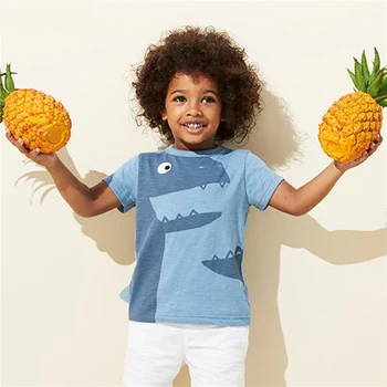 

Boys Summer T-shirt 2020 European And American Style Girl Clothes Dinosaur Tee Children T-shirts Animals Appliques Kids Clothing