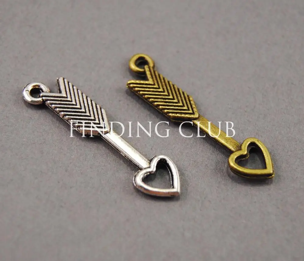 Wholesale 30pcs Metal Alloy Heart Love Bow and Arrow Cupid Charms