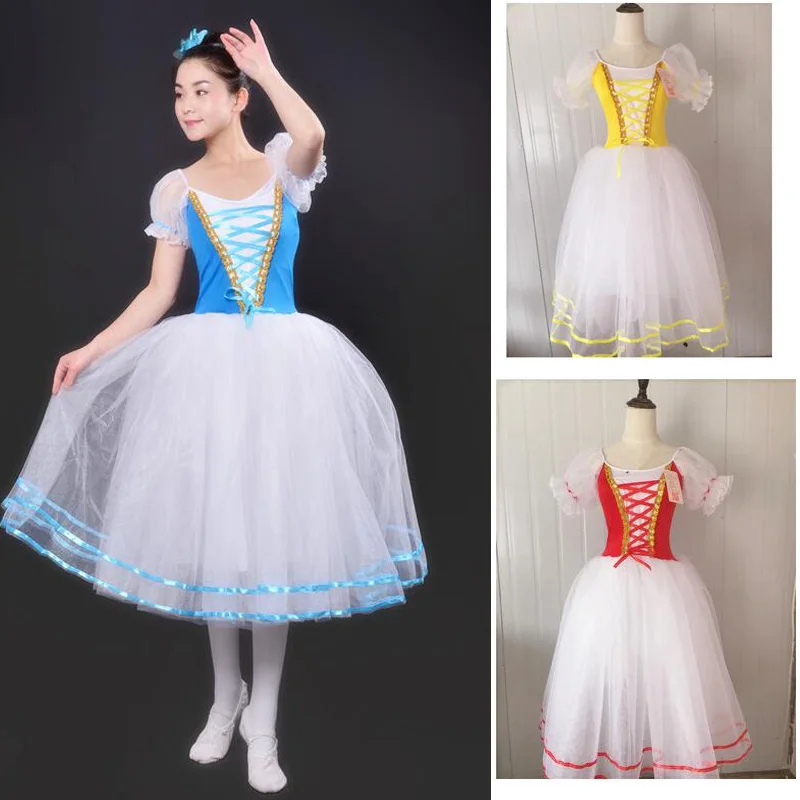 Профессиональный Балетный танцевальный костюм для девочек романтические балетные Длинные платья-пачки Детские реквизит для карнавала наряды танцевальное платье-пачка
