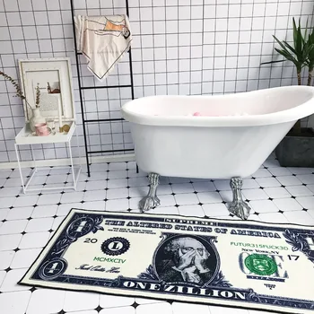 

Creative US Dollar Pattern Polyester Carpet Hallway Doormat Pink Anti-Slip Bathroom Carpet Absorb Water Kitchen Mat Area Rug