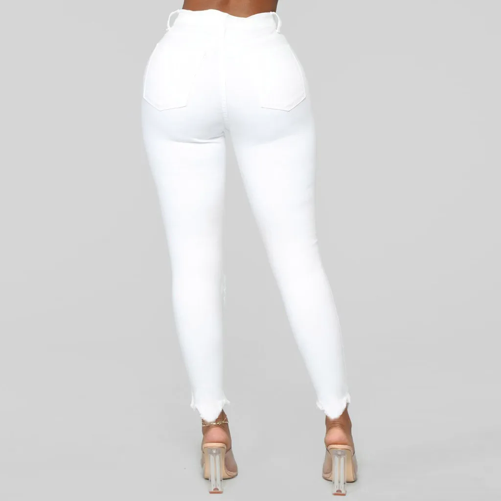 Пикантные женские облегающие белые джинсы со средней талией, Стрейчевые брюки-карандаш, модные новые женские облегающие джинсовые комбинезоны, джинсовые штаны Damskie
