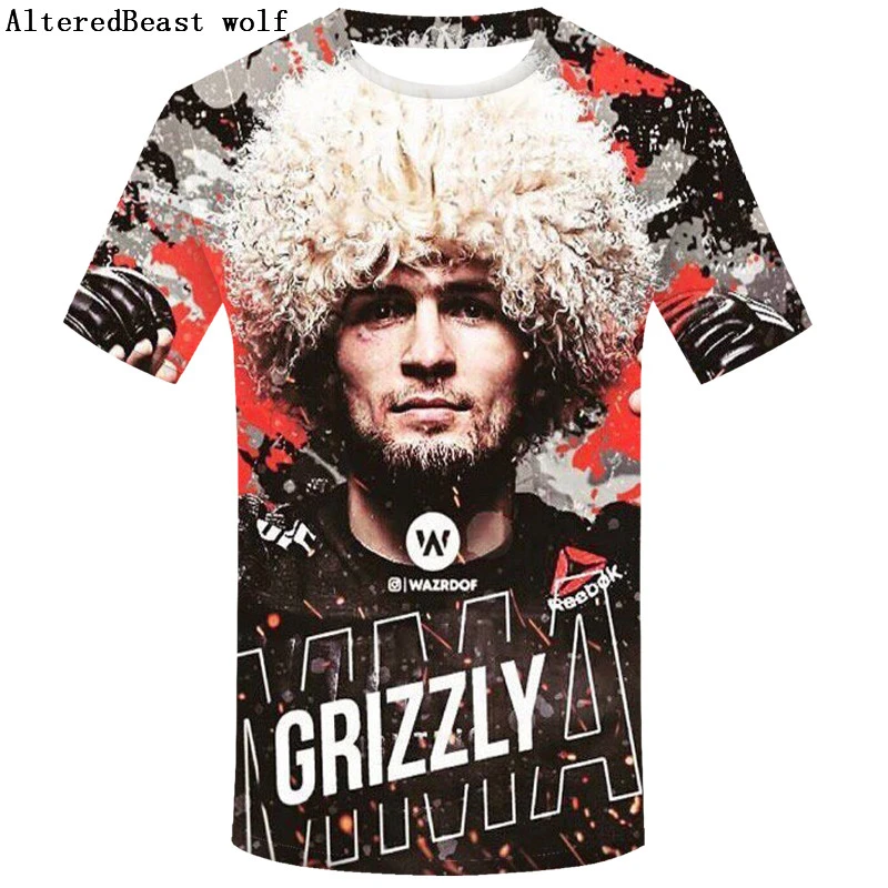 Camiseta 3d de Khabib Nurmagomedov para hombre, camisa de corta con estampado de Khabib, camiseta informal de verano 3d, 2019|Camisetas| - AliExpress