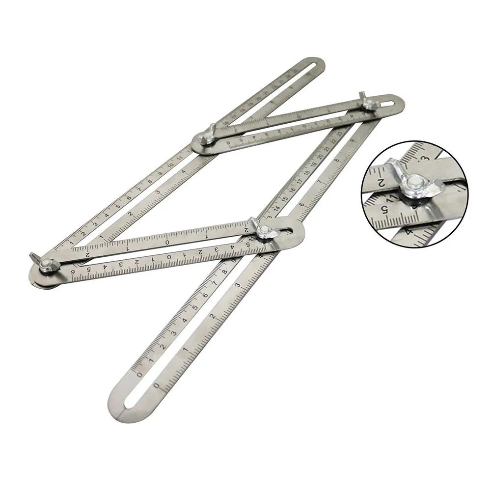 

Multi Angle Stainless Steel Measuring Rulers Four Folding Ruler Angle Measurement Template General four side Ruler
