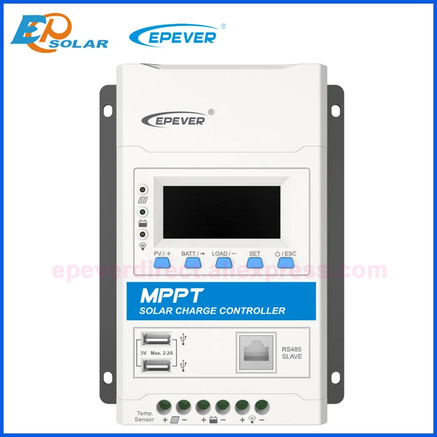 EPEVER TRIRON USB1 DS1 MPPT 40A 30A 20A 10A контроллер солнечного заряда 12 В 24 Авто черный свет ЖК