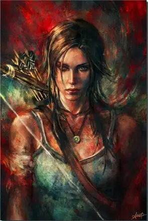 Tomb Raider Лара Крофт искусство настенный Декор Шелковый плакат|Рисование и