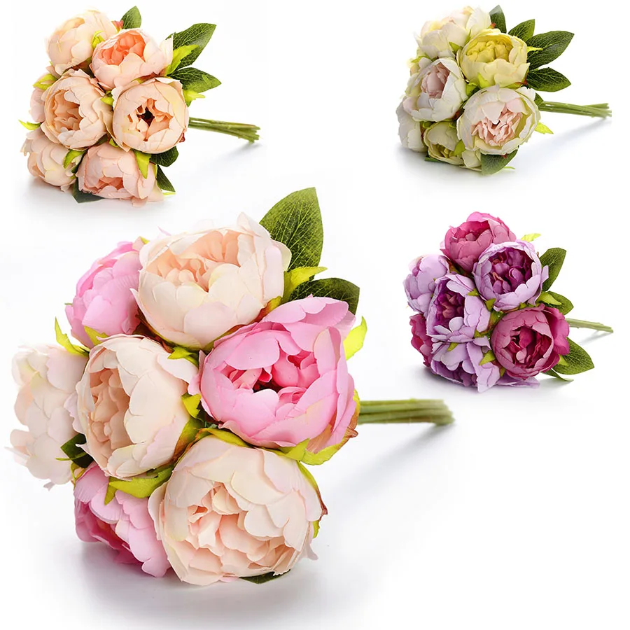 Large Artificial Rose Silk Flowers 7 Flower Head Floral Fake Wedding VARIOUS 