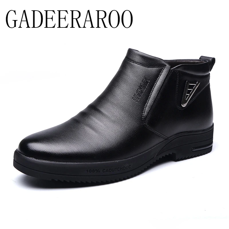 

Size 38~45 men winter shoes cow split leather plus size Handmade men winter snow boots#6859