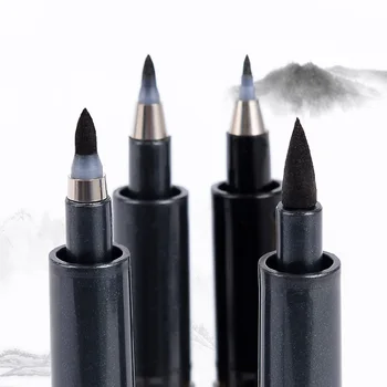 

4 Pcs /set Calligraphy Hand Brush Lettering for Writing DrawingBlack Ink Pens Art Marker Brush Pen Stationery