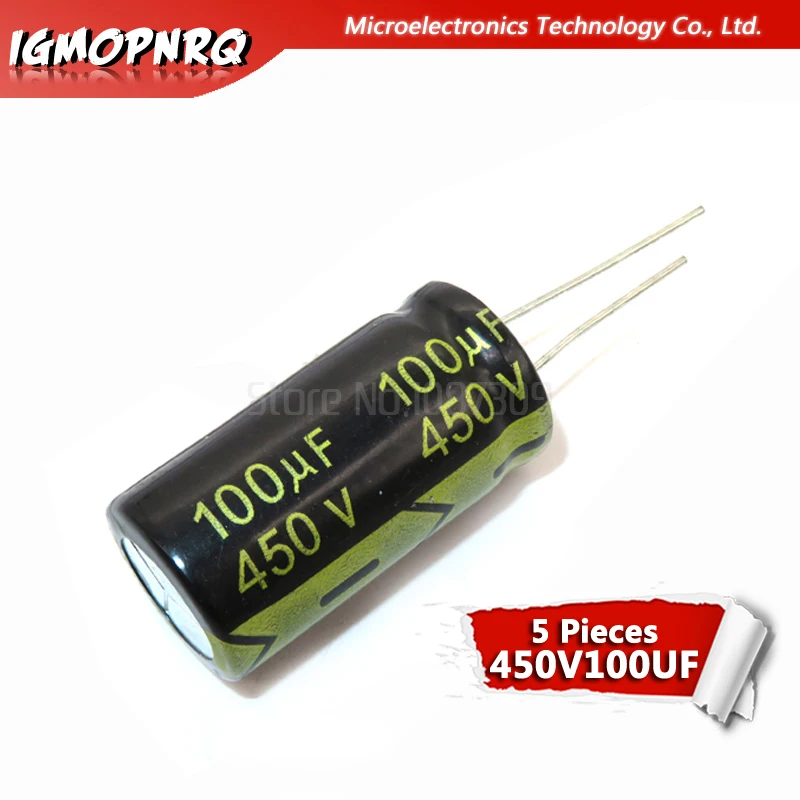 5 шт. 450V100UF 18*30 100 мкФ 450V 18*35 электролитический конденсатор с алюминиевой крышкой